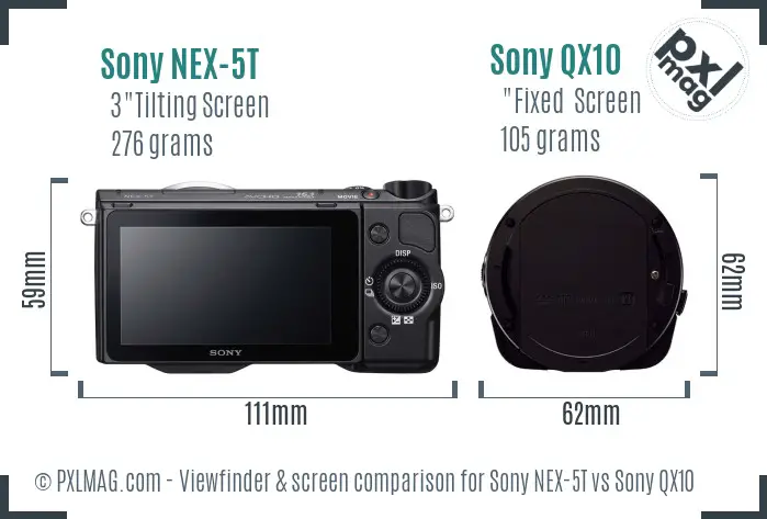 Sony NEX-5T vs Sony QX10 Screen and Viewfinder comparison