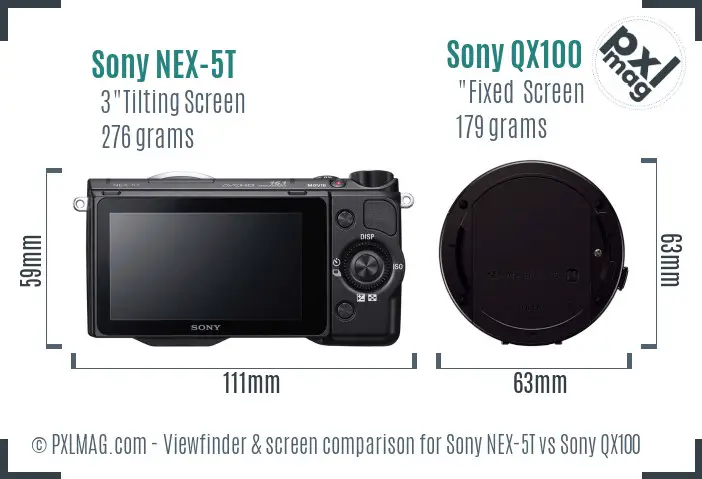Sony NEX-5T vs Sony QX100 Screen and Viewfinder comparison