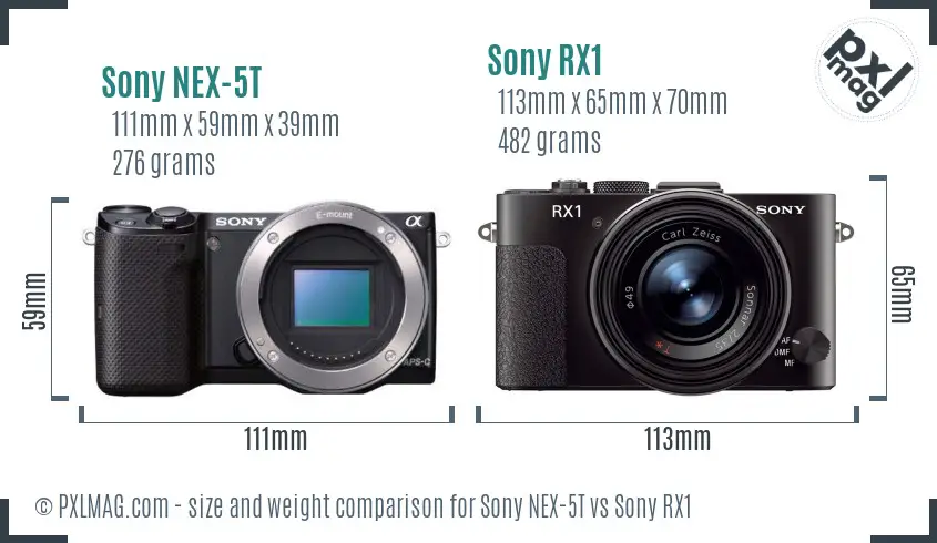 Sony NEX-5T vs Sony RX1 size comparison