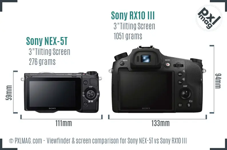 Sony NEX-5T vs Sony RX10 III Screen and Viewfinder comparison