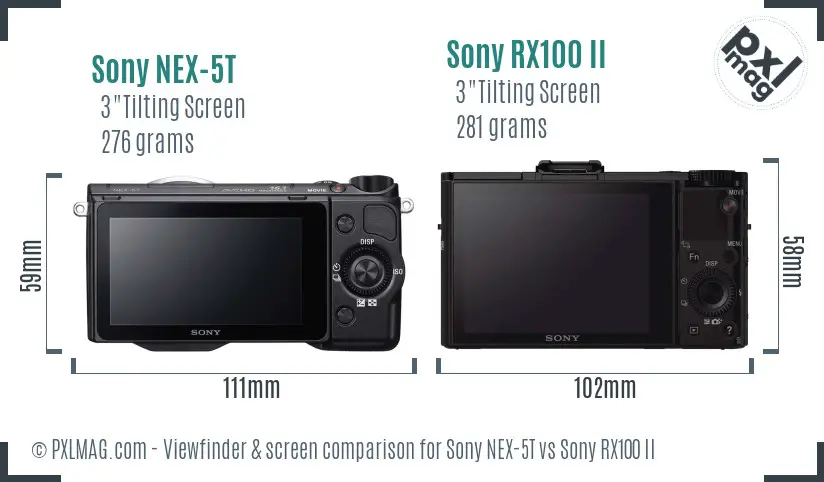 Sony NEX-5T vs Sony RX100 II Screen and Viewfinder comparison