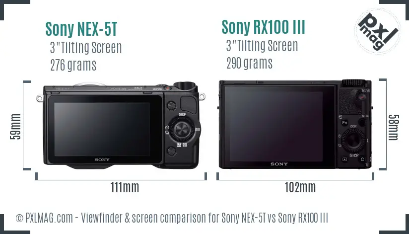Sony NEX-5T vs Sony RX100 III Screen and Viewfinder comparison
