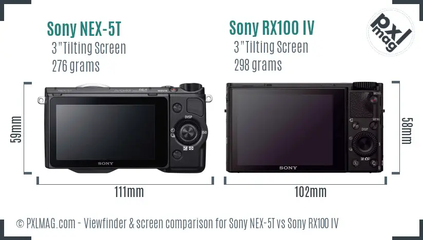 Sony NEX-5T vs Sony RX100 IV Screen and Viewfinder comparison
