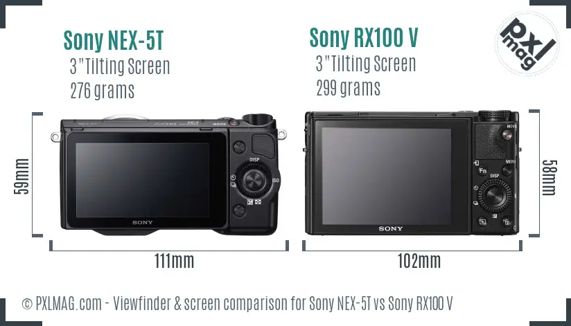 Sony NEX-5T vs Sony RX100 V Screen and Viewfinder comparison