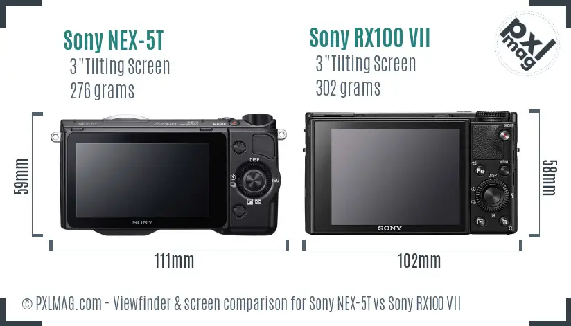 Sony NEX-5T vs Sony RX100 VII Screen and Viewfinder comparison