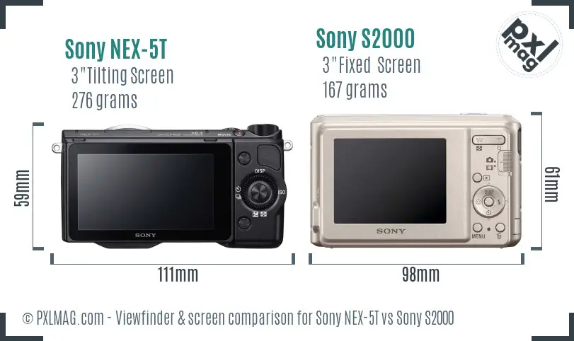Sony NEX-5T vs Sony S2000 Screen and Viewfinder comparison