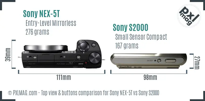 Sony NEX-5T vs Sony S2000 top view buttons comparison