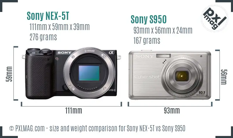 Sony NEX-5T vs Sony S950 size comparison