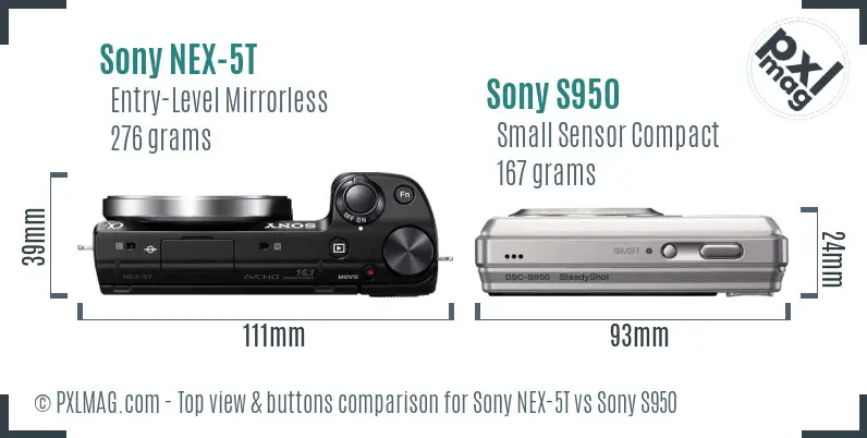 Sony NEX-5T vs Sony S950 top view buttons comparison