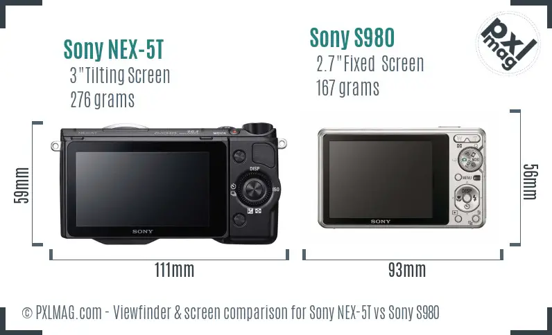 Sony NEX-5T vs Sony S980 Screen and Viewfinder comparison