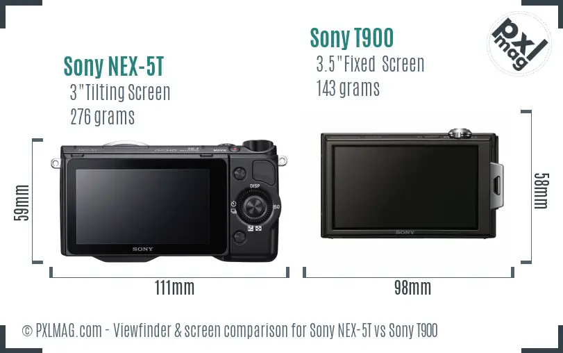 Sony NEX-5T vs Sony T900 Screen and Viewfinder comparison