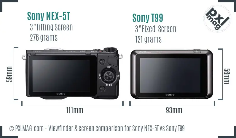 Sony NEX-5T vs Sony T99 Screen and Viewfinder comparison