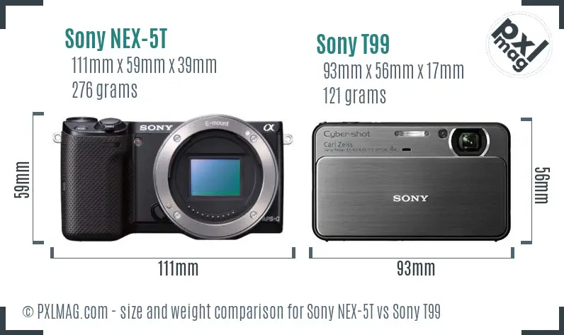 Sony NEX-5T vs Sony T99 size comparison