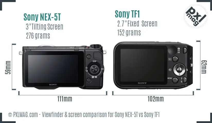 Sony NEX-5T vs Sony TF1 Screen and Viewfinder comparison