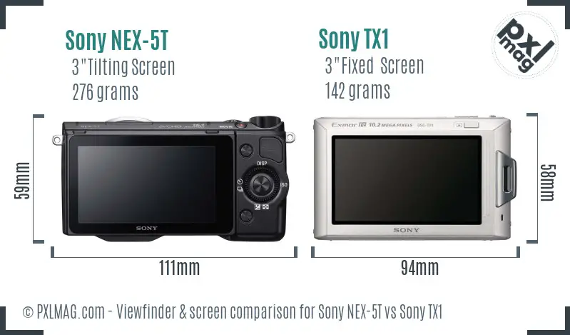 Sony NEX-5T vs Sony TX1 Screen and Viewfinder comparison