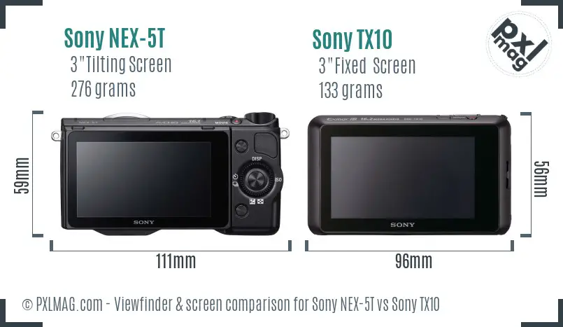 Sony NEX-5T vs Sony TX10 Screen and Viewfinder comparison