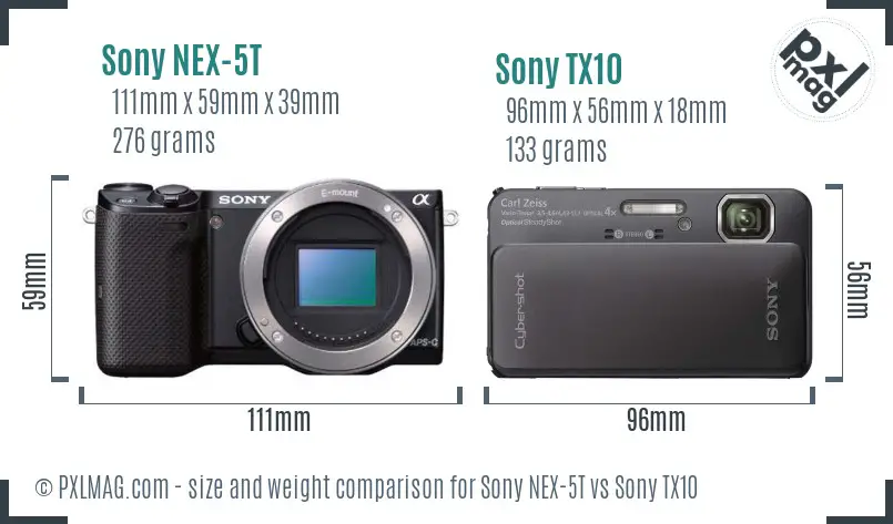 Sony NEX-5T vs Sony TX10 size comparison