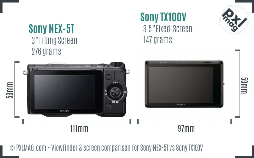 Sony NEX-5T vs Sony TX100V Screen and Viewfinder comparison