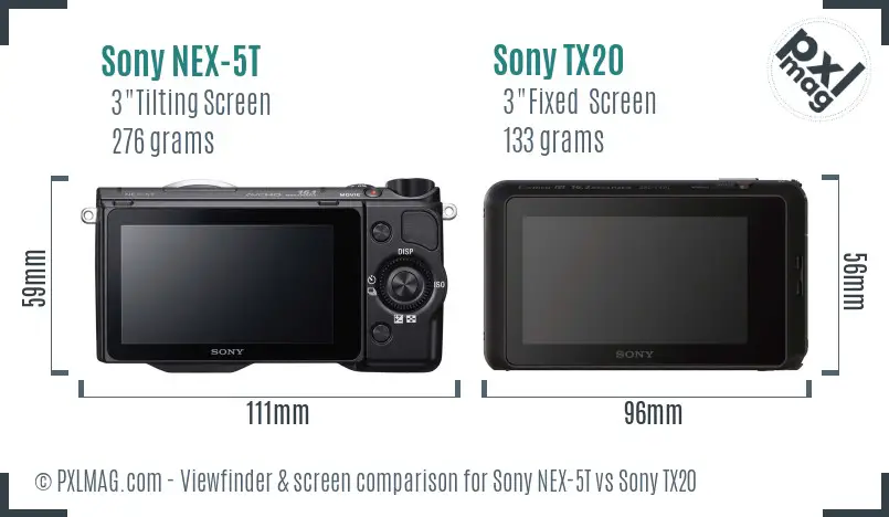 Sony NEX-5T vs Sony TX20 Screen and Viewfinder comparison