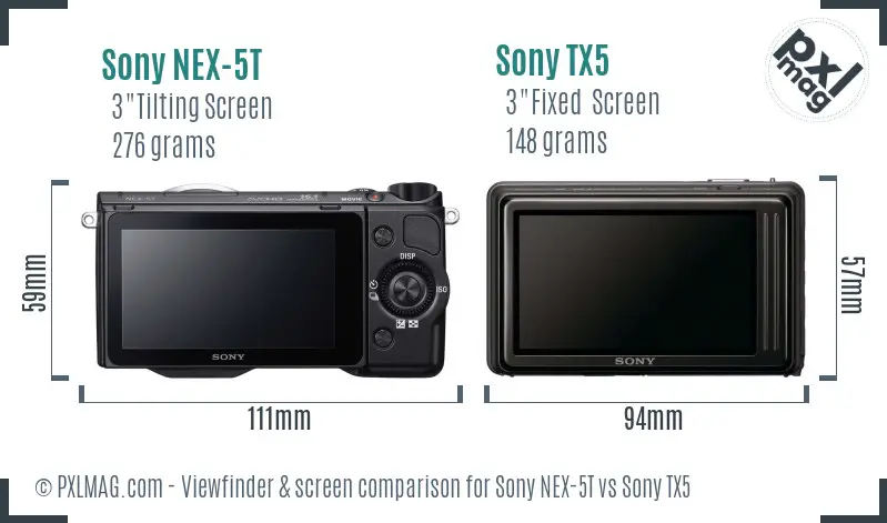 Sony NEX-5T vs Sony TX5 Screen and Viewfinder comparison
