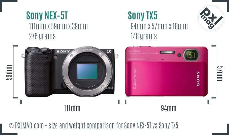 Sony NEX-5T vs Sony TX5 size comparison