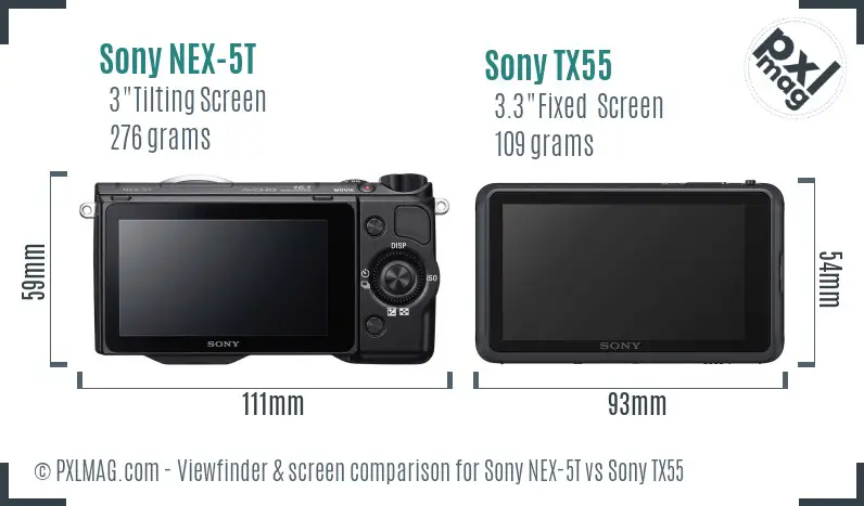 Sony NEX-5T vs Sony TX55 Screen and Viewfinder comparison