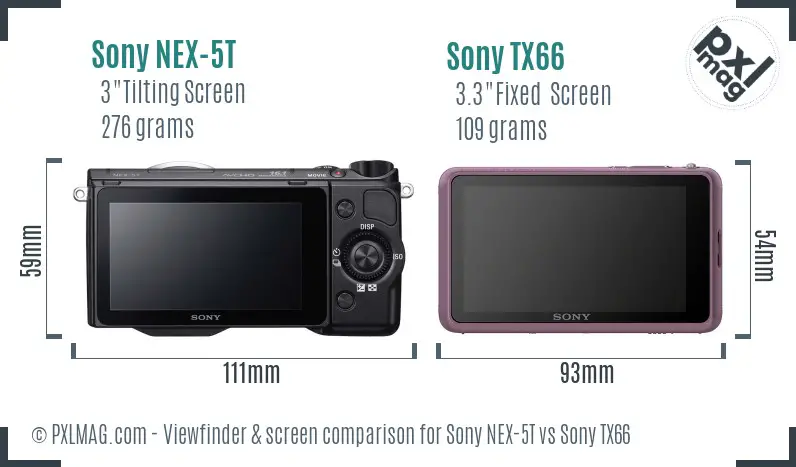Sony NEX-5T vs Sony TX66 Screen and Viewfinder comparison