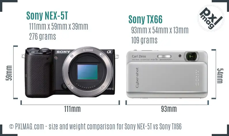 Sony NEX-5T vs Sony TX66 size comparison