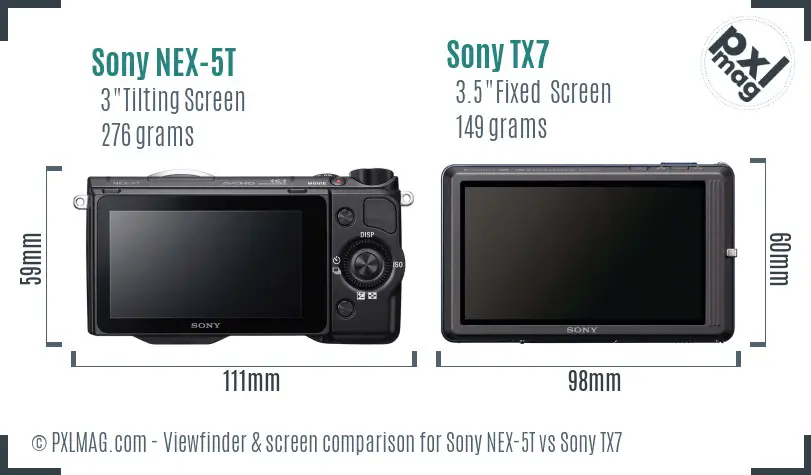Sony NEX-5T vs Sony TX7 Screen and Viewfinder comparison