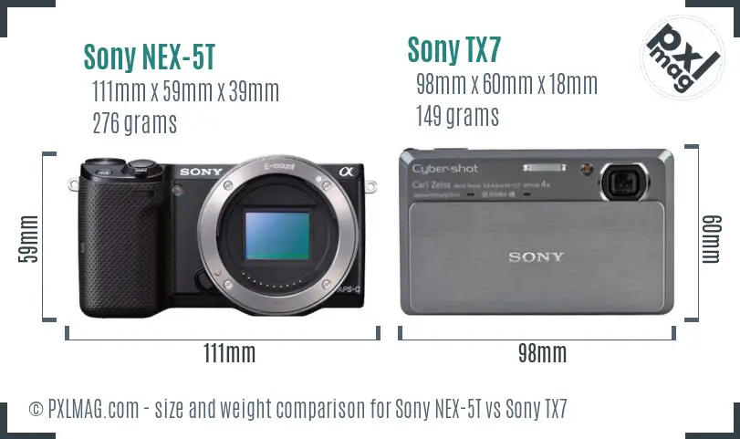 Sony NEX-5T vs Sony TX7 size comparison