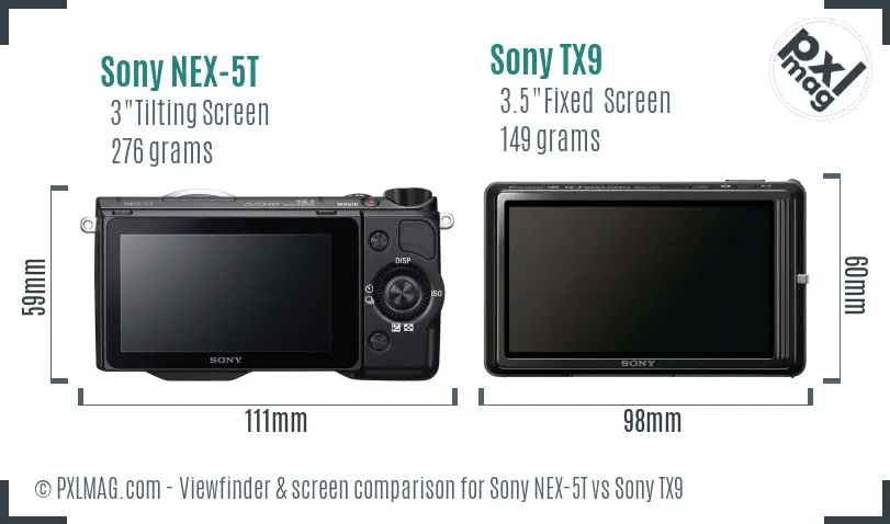 Sony NEX-5T vs Sony TX9 Screen and Viewfinder comparison