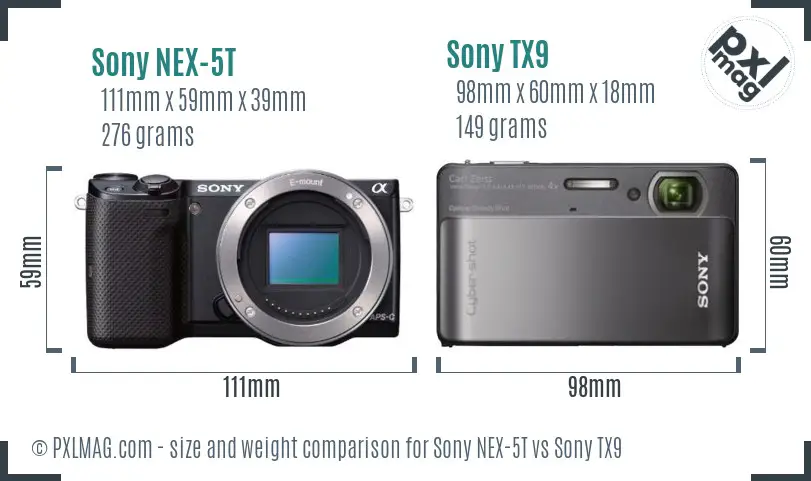Sony NEX-5T vs Sony TX9 size comparison