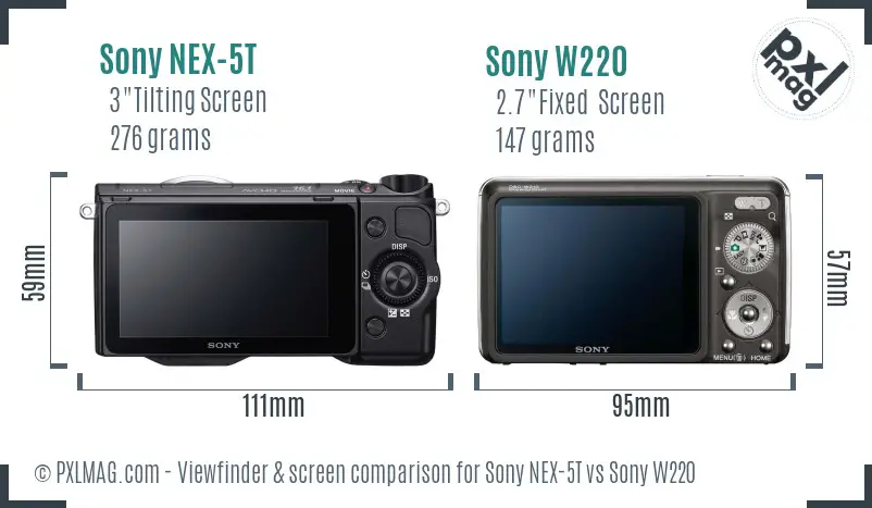 Sony NEX-5T vs Sony W220 Screen and Viewfinder comparison