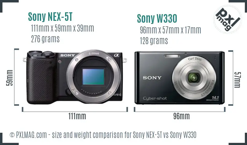 Sony NEX-5T vs Sony W330 size comparison
