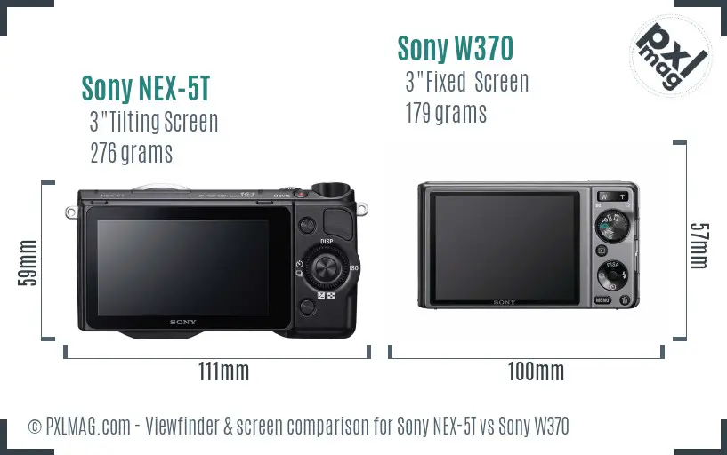 Sony NEX-5T vs Sony W370 Screen and Viewfinder comparison