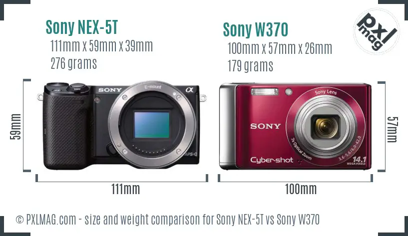 Sony NEX-5T vs Sony W370 size comparison