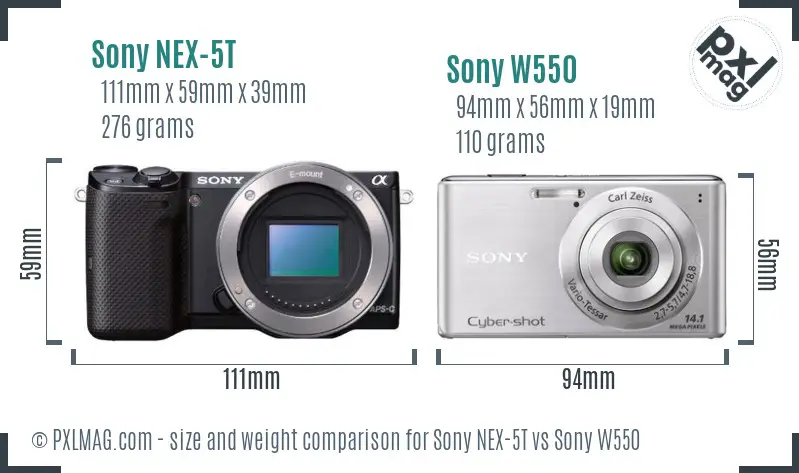 Sony NEX-5T vs Sony W550 size comparison
