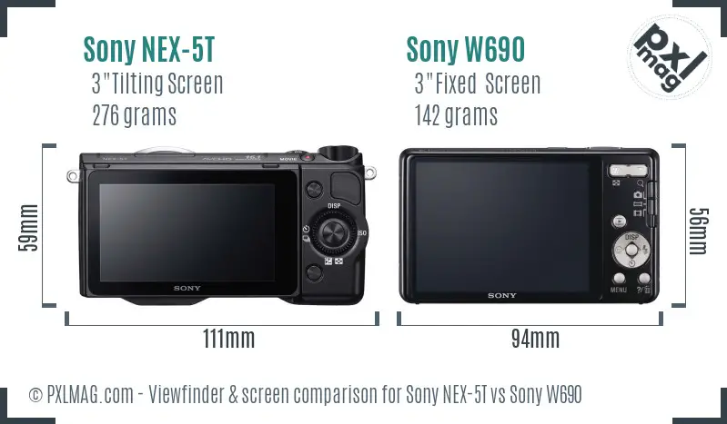 Sony NEX-5T vs Sony W690 Screen and Viewfinder comparison