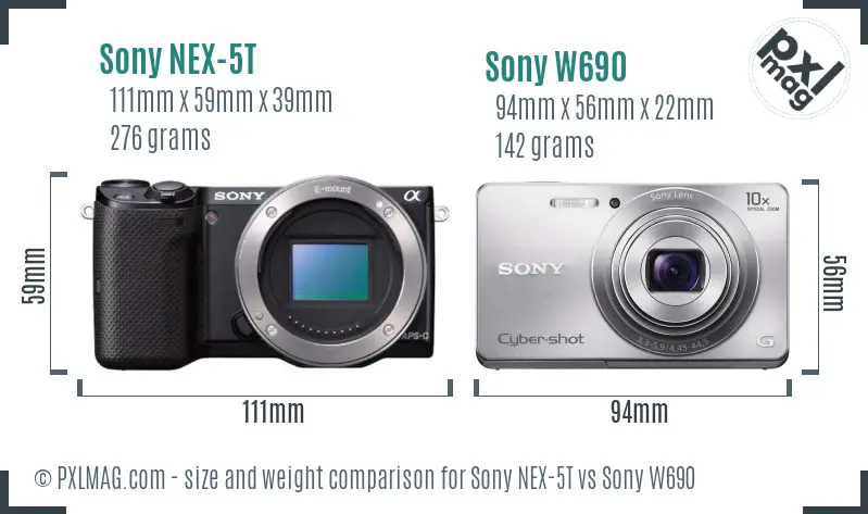 Sony NEX-5T vs Sony W690 size comparison