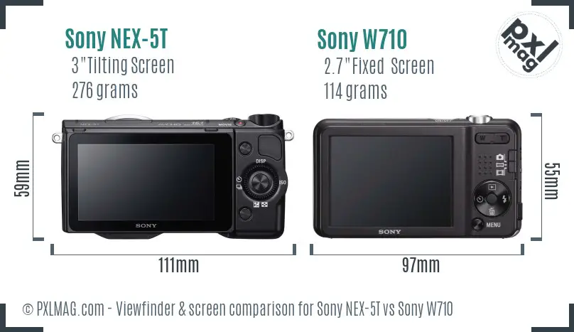 Sony NEX-5T vs Sony W710 Screen and Viewfinder comparison