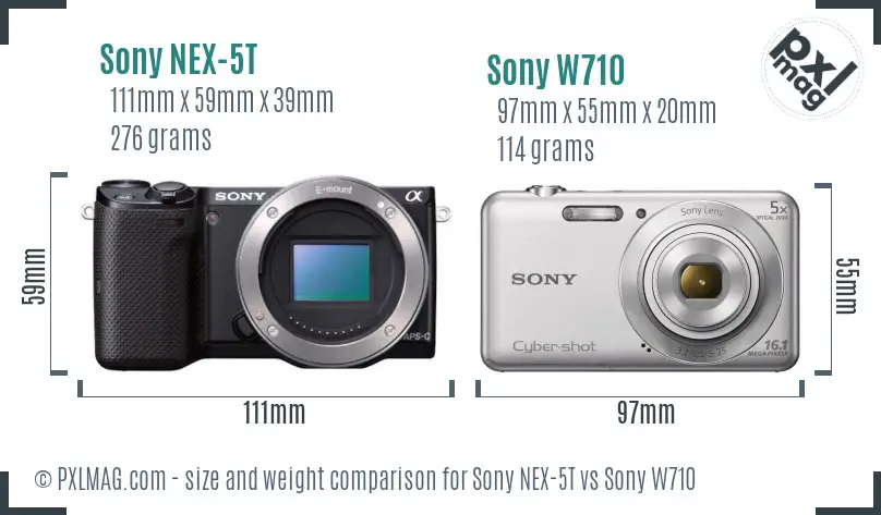 Sony NEX-5T vs Sony W710 size comparison