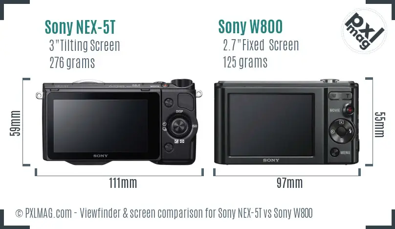 Sony NEX-5T vs Sony W800 Screen and Viewfinder comparison