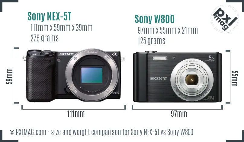 Sony NEX-5T vs Sony W800 size comparison