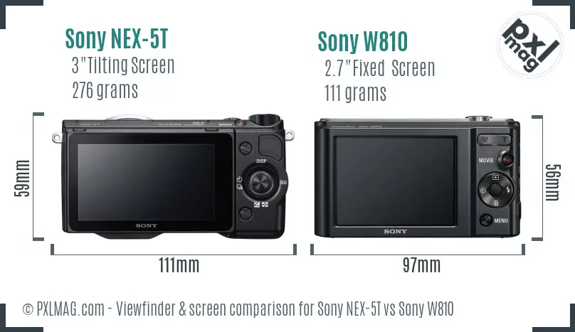 Sony NEX-5T vs Sony W810 Screen and Viewfinder comparison
