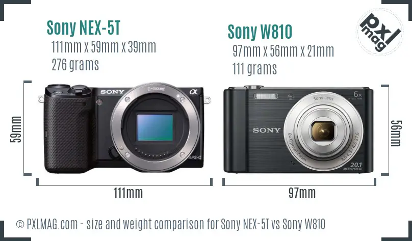 Sony NEX-5T vs Sony W810 size comparison