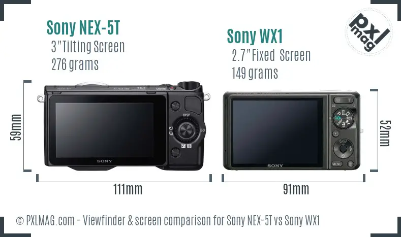 Sony NEX-5T vs Sony WX1 Screen and Viewfinder comparison