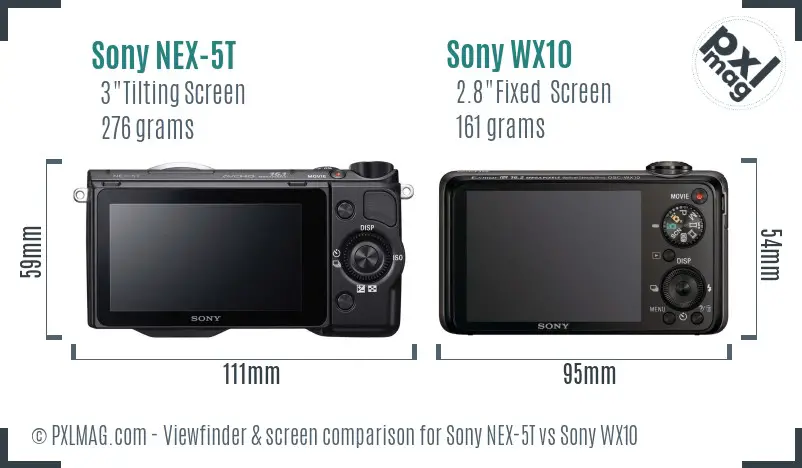 Sony NEX-5T vs Sony WX10 Screen and Viewfinder comparison