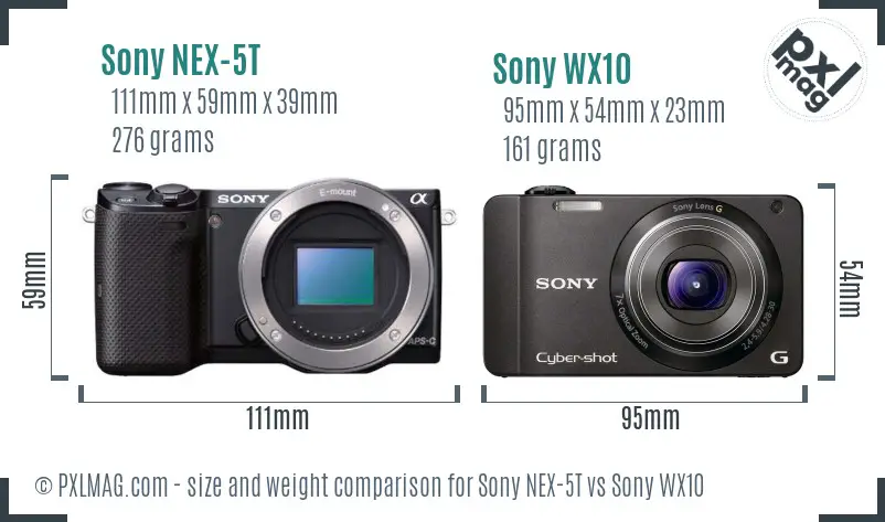 Sony NEX-5T vs Sony WX10 size comparison