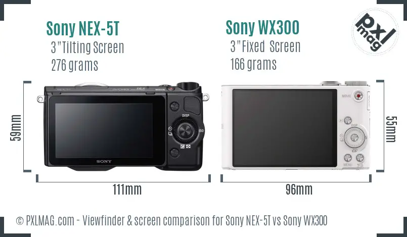 Sony NEX-5T vs Sony WX300 Screen and Viewfinder comparison