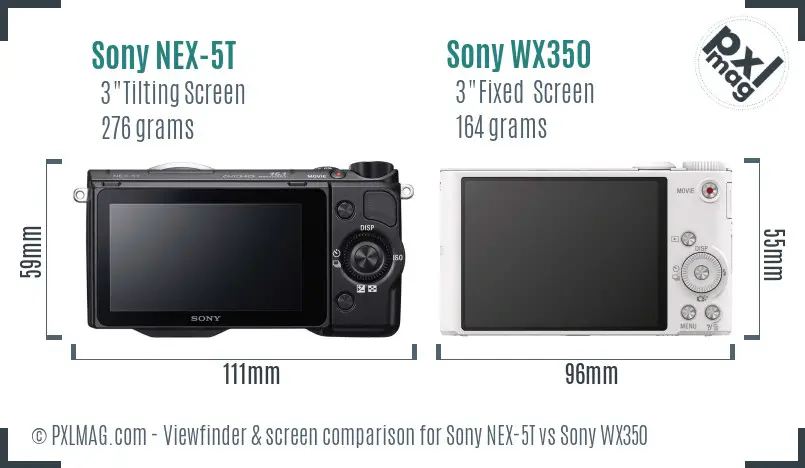 Sony NEX-5T vs Sony WX350 Screen and Viewfinder comparison